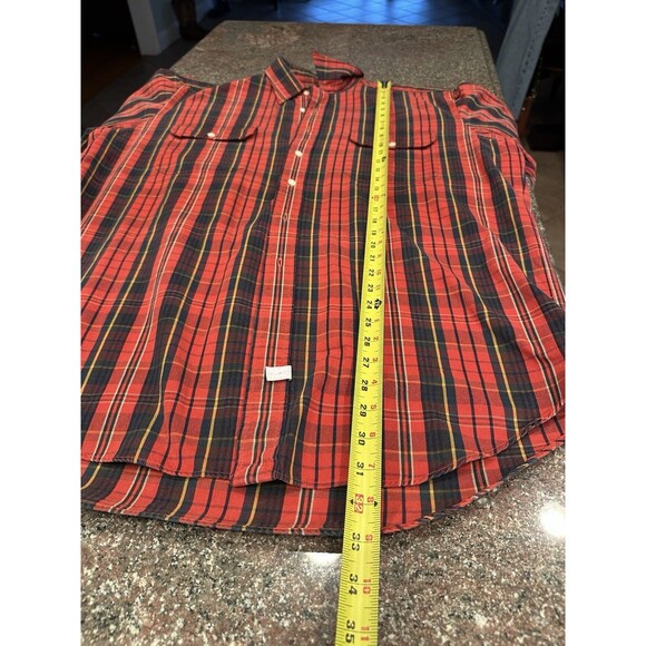 VTG‎ Polo Ralph Lauren red black plaid Cotton heavy  cotton shirt Mens Large - Picture 8 of 11